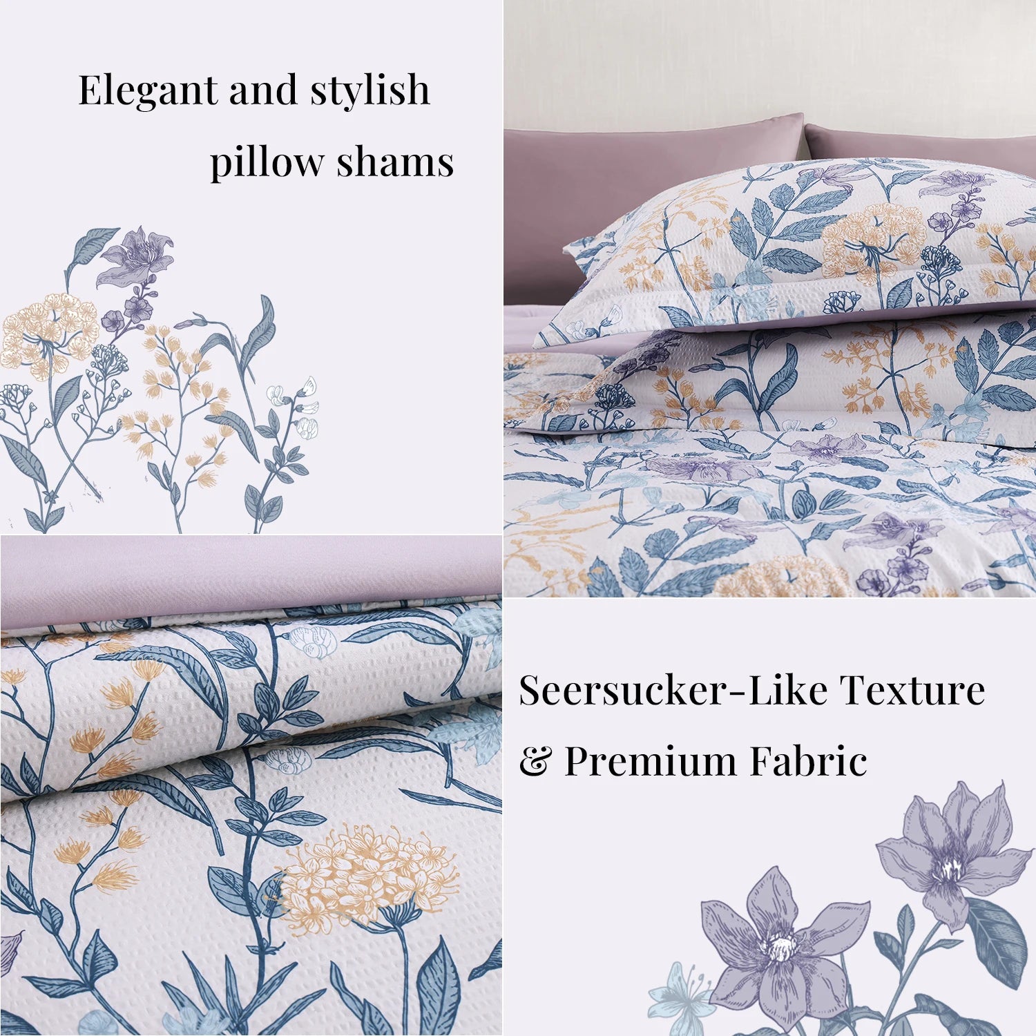 Amberspace Floral 7-piece Bed in a Bag Set with Sheets