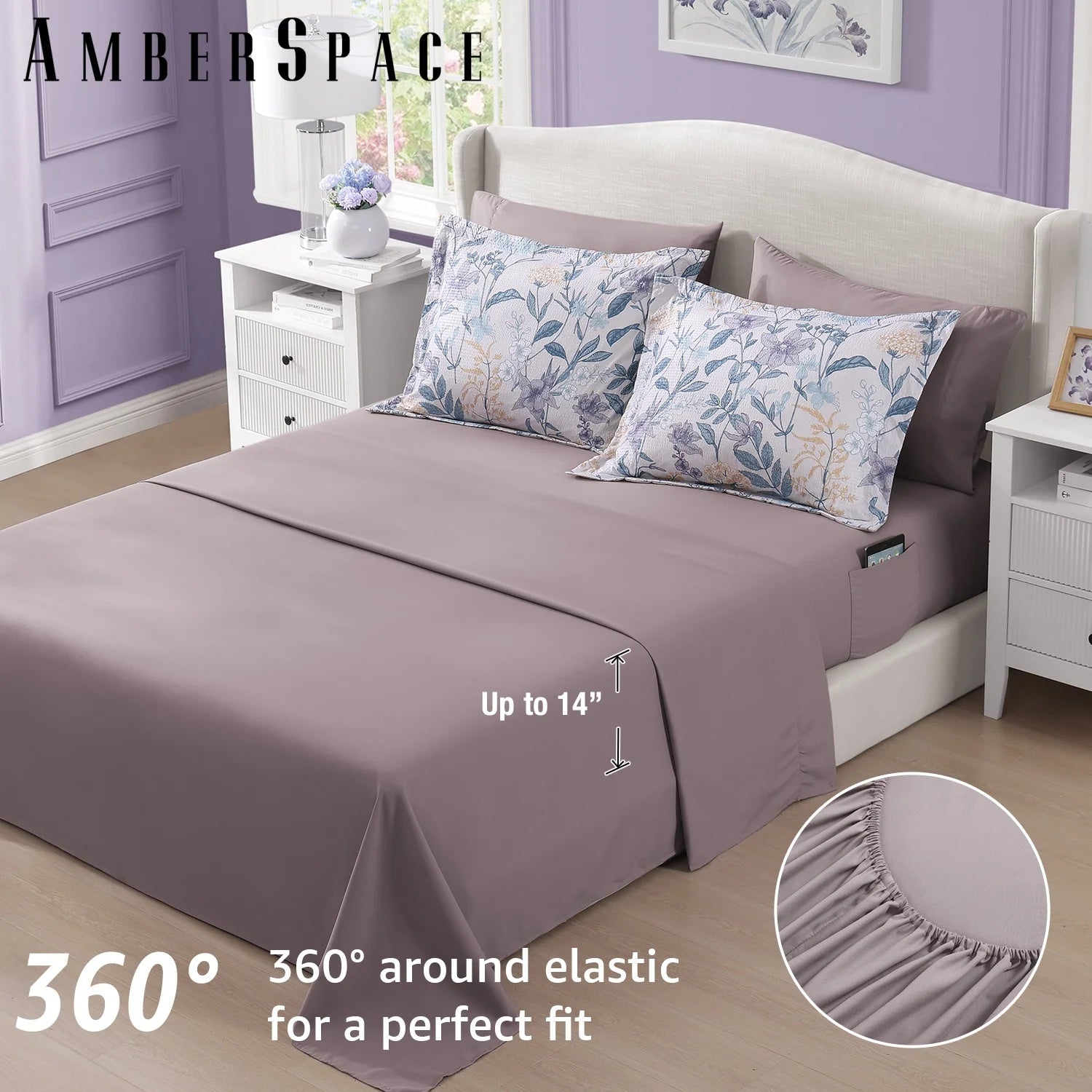 Amberspace Floral 7-piece Bed in a Bag Set with Sheets