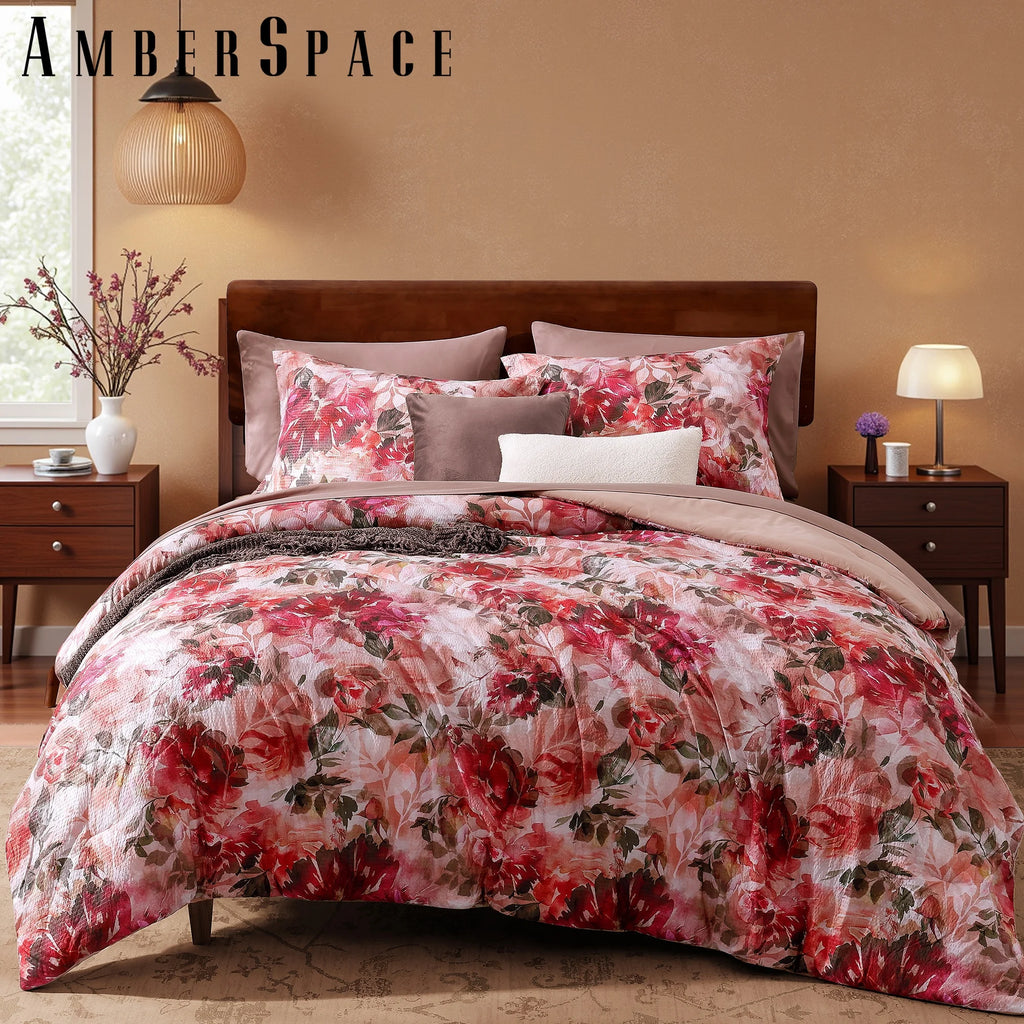 Amberspace Floral 7-piece Bed in a Bag Set with Sheets
