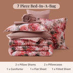 Amberspace Floral 7-piece Bed in a Bag Set with Sheets